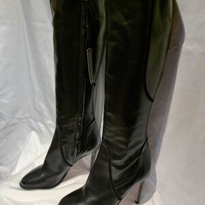 Elegant Black Leather Knee-High Boots